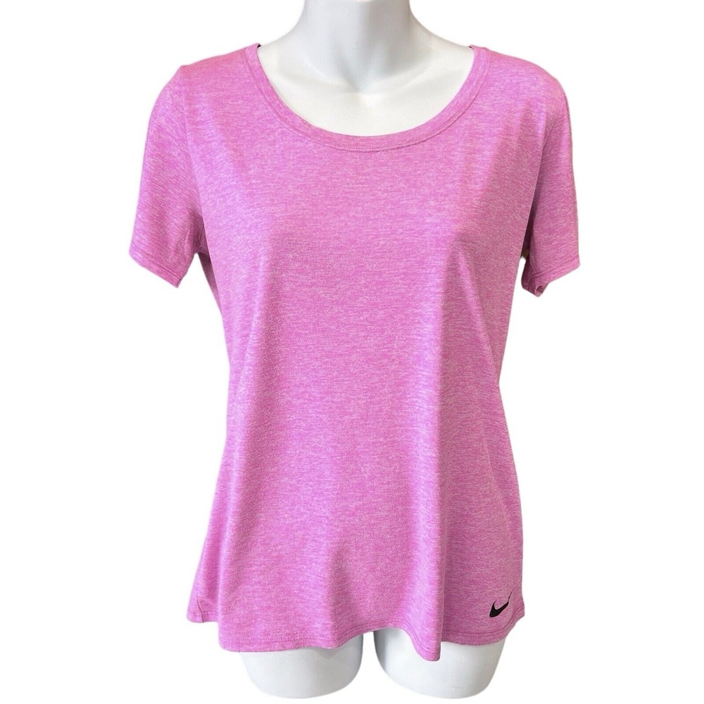 Nike Dri-Fit Womens Pink Gym Shirt Medium Swoosh Logo Activewear Workout Running - Picture 2 of 12
